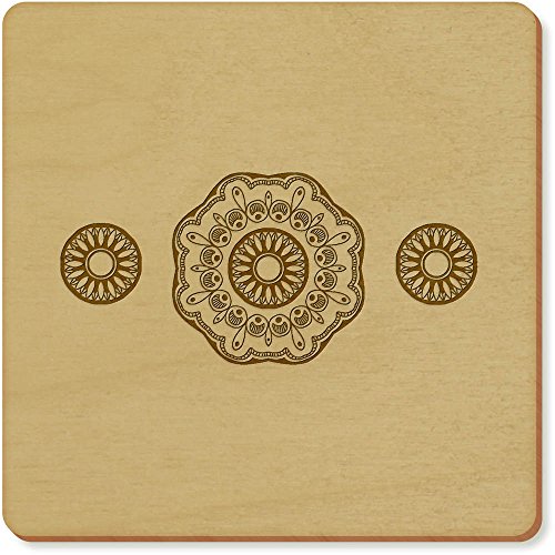 6 x 'Floral Mandala Pattern' 95mm Square Wooden Coasters (CR00077051)