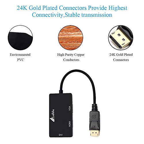Displayport zu HDMI / DVI / VGA Lidlife M0401 DisplayPort Stecker auf Buchse 3-in-1 Adapter Konverter Kabel - 4