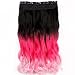 Neverland Beauty 55cm One Piece Clip in Triple Ombre Three Tone Synthetic Curly Wavy Hair Extensions Brown Black to Rose Red to Pink