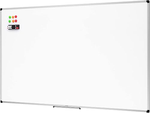Amazon Basics Pizarra Blanca Magnética con Marco de Aluminio, Bandeja para Rotul