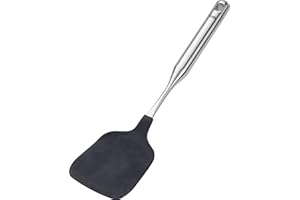 Fissler Spatola per wok Essential/silicone con manico in acciaio inox (34,5 cm), lavabile in lavastoviglie