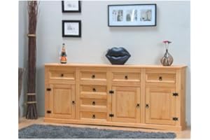 Dynamic24 Sideboard New Mexiko massiv Mexico Anrichte Buffet Schrank Kommode Natur gelaugt