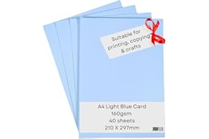 NATNIP CARD AND PAPER A4 Blue Card Paper Printer - 160gsm 40 Sheets - Coloured Craft Card - Suitable for Craft, Printing, Copying, Photocopiers