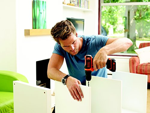 Black+Decker 10,8 V Li-Ion Ultra-Kompakt-Bohrer, LED-Arbeitslicht, 2 Slidepack-Akku, 400 mA Ladegerät, Koffer, BDCDD12KB - 5