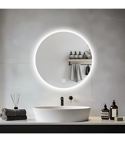EMKE Specchio LED Da Bagno 50x60 Cm - Anti-appannamento, Luce Fredda/Calda, Facile Da Installare