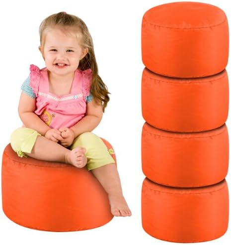 Pack of 5 Kids Bean Bags - 5 Childrens Seat Pods - Indoor Outdoor BeanBag (Orange)