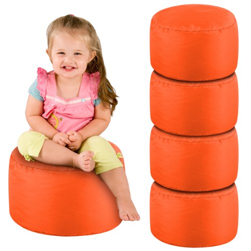 Pack of 5 Kids Bean Bags - 5 Childrens Seat Pods - Indoor Outdoor BeanBag (Orange)