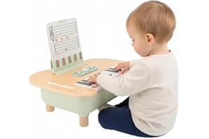 Bubblat Kids Piano Infantil de Madera | Piano Musical Educativo con Teclas de Colores y Partituras | Estilo Montessori | Juguete Musical para Bebés desde 18 Meses | Regalo Niños y Niñas