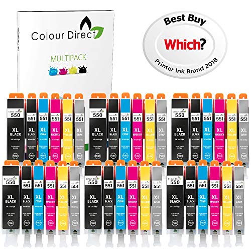 36 XL Colour Direct Compatible Encre Cartouches Remplacement pour Canon CLI-551XL / PGI-550XL Pixma MG5450 MG5550 MG5650 MG6350 MG6450 MG6600 MG6650 MX925 MX725 MG7150 MG7550 iP7250 iP7200 iP8750