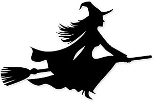 EASYDRUCK24DE Adhesivo para coche y moto, con diseño de bruja, resistente a radiación UV y condiciones climatológicas, adecuado para lavado, color negro, 15 x 10 cm
