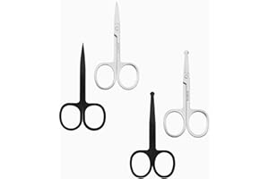 ZAMXHUG Ciseaux pour Moustache et Barbe - 4 pcs Ciseaux de toilettage pour Cheveux du Visage,pour Les Sourcils,Les Poils du Nez, la Moustache, la Barbe, Les Cils, Les Oreilles,Ondes et Arrondies