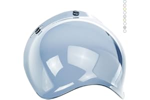 VRACING Visiere Bulle Bubble Moto Casque Jet ou Intégral 3 Boutons Universel Custom Mécanisme Coupe-Vent Inclus Pour Harley Biltwell Bell Dmd Bandit Afx Nolan Agv Origine (Light Fume')