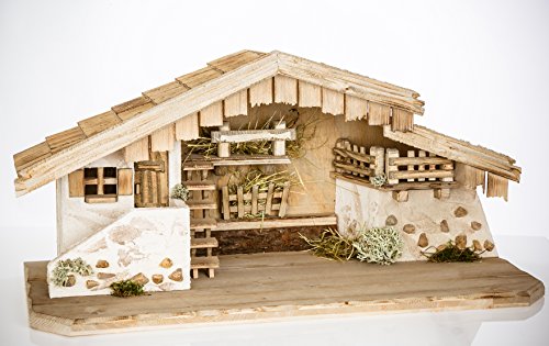 Holz und Gartentrends Weihnachtskrippe Krippe Krippenstall Weihnachten Weihnachtskrippen Tischkrippen Krippenfiguren (Weihnachtskrippe W03)