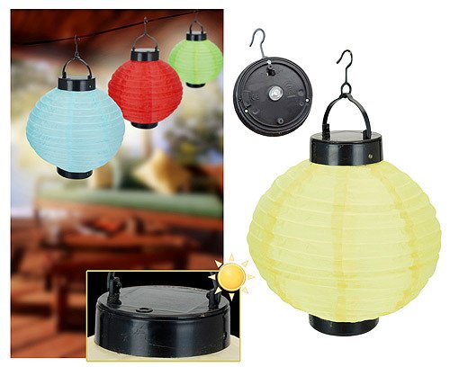 Solar Lampe Laternenform Polyester rot rund Party Leuchte - 2