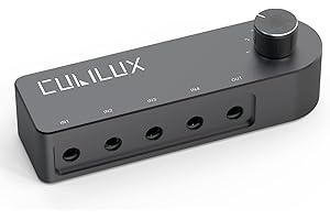 Cubilux dwukierunkowy przełącznik audio 3,5 mm (1 wejście na 4 wyjścia / 4 wejścia na 1 wyjście), selektor AUX do głośników, słuchawek, przełącznik audio do laptopa, smartfona, tablet