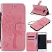 Produktbild Für Samsung Galaxy S7 Edge Hülle, SMART LEGEND Drucken Baum Muster Premium PU Leder Handschlaufe Lederhülle Schutzhülle Bookstyle Folio Handyhülle Flip Cover Schale Mappen Tasche Brieftasche Bumper mit Kartenfächer und Standfunktion Magnetverschluss Anti-Scratch Handycover - Rosa