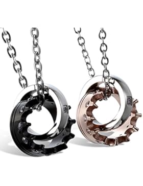 JewelryWe Schmuck Freundschaftsketten Krone Ring Edelstahl Partner-Anhänger mit 45cm und 54cm Kette, Halskette...