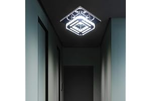 FRIXCHUR Square Crystal Ceiling Lights Modern Crystal Chandelier Acrylic Flush Mount Ceiling Lighting LED Chandeliers for Bedroom Kitchen Hallway (Cool White)