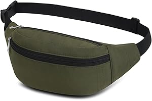 QINLOV Sacs Banane Ville De Sécurité pour Voyage Randonnée Homme Femme, ACS de Sport Vélo à Dos Waist Fanny Pack Running Outdoor Sport de Randonnée (Olive-1)