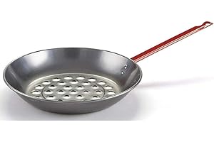 Garcima - Sartén Castañera de Acero aleado, 28 cm. Normal, Gris/Rojo, Redonda