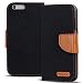 Produktbild Huawei Ascend P7 mini Tasche Textil Bookstyle Schwarz, PU LEDER Hülle Stoff Style Schwarz, Handyhülle Ascend P7 mini Flip Case Wallet, Booklet Cover Brieftasche Etui Schutzhülle mit Kartenfächer, Huawei Ascend P7 mini (4,5 Zoll (11,4 cm)