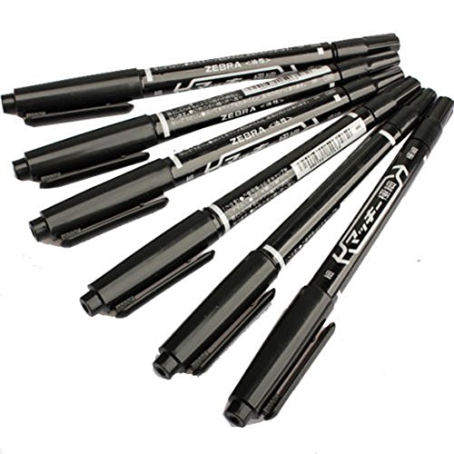 CHIC*MALL 6 x Tattoo Piercing Pen Dual Skin Marker Pen Scribe Tattoo Supply Tool Body Art