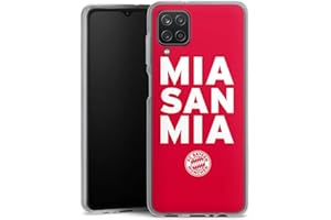 DeinDesign Custodia di Silicone Compatibile con Samsung Galaxy A12 Custodia Trasparente Cover per Smartphone Trasparente FC Bayern München Mia San Mia FCB