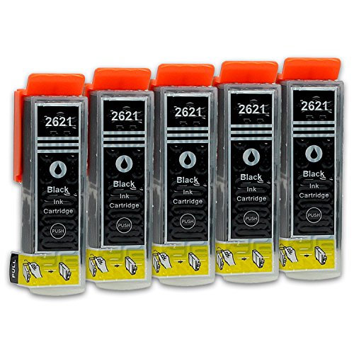 5 Druckerpatronen kompatibel zu Epson T2621 (Schwarz) passend für Epson Expression Premium XP-615 XP-700 XP-610 XP-810 XP-800 XP-510 XP-620 XP-720 XP-820 XP-605 XP-520 XP-620 XP-625 XP-610 XP-600 XP-710 XP-600