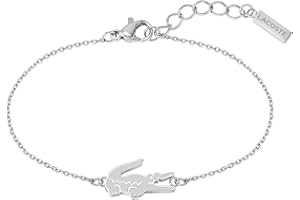 Lacoste Bracelet en chaîne pour Femme Collection CROCODILE disponible en version argentée, dorée ou or rose clair
