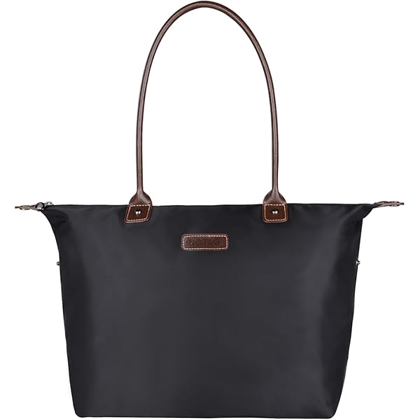 DORIS&JACKY Designer Tote Bag voor Vrouwen Grote Lichtgewicht Lederen Nylon Werk Schoudertas en Opvouwbare Travel Purse, 13-zwart, Large DORIS&JACKY Designer Tote Bag voor Vrouwen Grote Lichtgewicht Lederen Nylon Werk Schoudertas en Opvouwbare Travel Purse, 13-zwart, Large