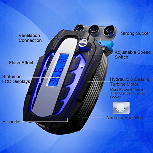 Laptop Kühler Lüfter Fan mit Temperaturanzeige,LED Bildschirm Intelligent Vacuum Fan,Vakuum USB für sofortige Kühlung Notebook Vakuum,Laptop Ventilator Geräuschlos für 14 zu 17 zoll Laptop / Notebook Cooler (#2) - 6