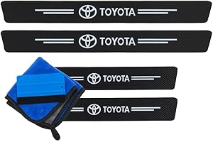 ODOKIT Seuil De Protection Porte Fibre De Carbone Noir - Compatible avec Toyota Yaris Corolla C-HR RAV4 Aygo, Auris Highlander Verso Proace Prius - Accessoires 4 Pièces (Blanc) - Facile à Installer