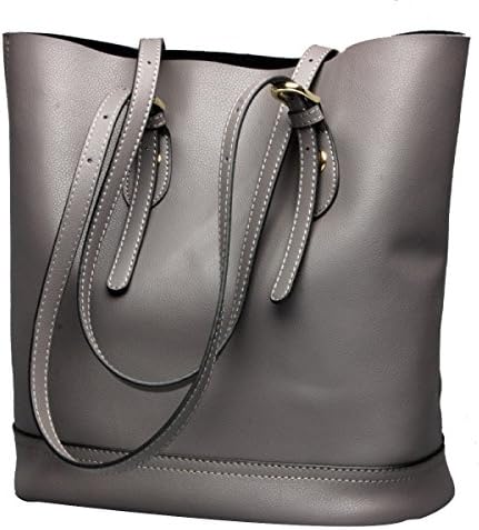 Summer Women's Leather Bucket Bag Handbags Purse Shoulder Tote Cross-body Bag,Grey-OneSize