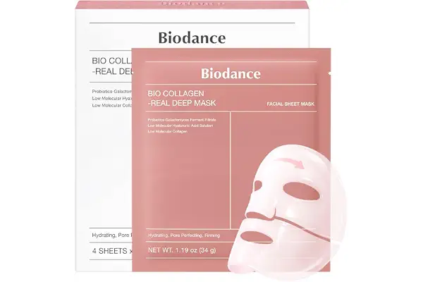 BIODANCE Bio-Collagen Real Deep Mask - Mascarilla Nocturna Hidratante, Minimiza Poros y Mejora la Elasticidad - Mascarilla Facial de Hidratación Profunda con Colágeno - 34g x 4 Unidades