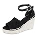 Produktbild Damen Sandalen Keilabsatz Sommerschuhe Plateau Wedge Schuhe Boho Knöchel Schnalle Peep Toe Elegant High Heels