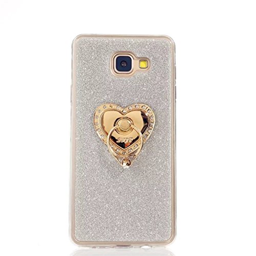 MUTOUREN TPU Silikon Hülle für Samsung Galaxy A5(2016) A510 Bling Glitzer Handyhülle Schutzhülle Etui Protective Case Cover Rück mit Ring Anti-Handytasche Bumper-Silber