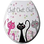 FoxTrot 12003CHA Abattant WC Motif Chat Chat Chat Plastique Thermodur 4,6 x 39 x 4,5 cm