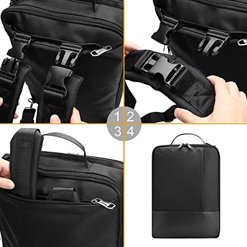 Viitop.eu Notebook-Rucksack geeignet für Laptops bis zu 15,6 Zoll, Wasserdicht Stossfest Business Freizeit-Rucksack Universal 3-in-1 Umwandelbar Rucksack Umhaengetasche Tragetasche, Schwarz - 4