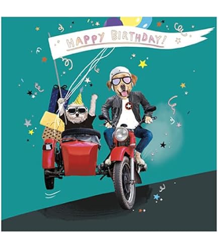 Lustige Geburtstagskarte Für Männer – Humorvolles Biker-Bulldoggen-Design, 160x160 Mm Mit Umschlag