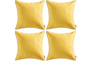 MIULEE Fundas de Cojines Impermeable Cojines Exterior Funda de Almohada Cojin Duradero Decoración Moderna para Sofá Cama Patio Jardín Terraza Silla Balcón 4 Piezas 45x45 cm Amarillo