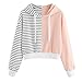 Produktbild Honestyi Damen Langarm Streifen Patchwork mit Kapuze Pullover Sweatshirt Bluse Tops(Rosa,M)