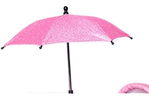 Roma Stephanie Dolls Pram Parasol, Universal Pram Compatibility, Pink Sparkle, Adjustable Clamp, Stylish & Durable Dolls Umbrella, Baby doll & Dolls Pram Accessories, Ages 3+