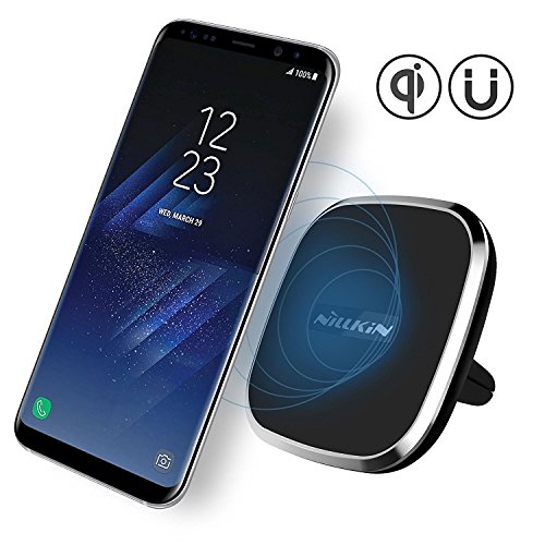 Nillkin 2-in-1 Magnetic Wireless Car Charger, Qi Wireless Auto-Ladegerät Pad mit Car Holder Compatible für iPhone XS Max/XS/X/8/8Plus, Samsung Galaxy S9/S9 Plus/S8/S8 Plus/Note 9/Note 8