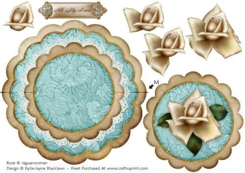Cream Teal Rose All My Love - Scallop Edge Wobble Card by Kylie-Jayne Blacklaws