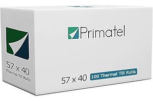 Primatel Thermal Rolls 57x40 Thermal Till Rolls for Credit Card Machines (100 Rolls) | Each roll is 15 metre Long