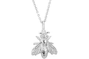 KIARA JEWELLERY Kiara biżuteria srebro wysokiej próby 925 pszczoła miód naszyjnik wisiorek na pasującym 45 cm srebro Sterling ślady lub krawężnik.