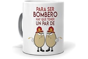 mundohuevo Taza Regalo Personalizado y Divertido Bombero. para ser Bombero Hay Que Tener un par de Huevos. Cerámica AAA - 350 ml.