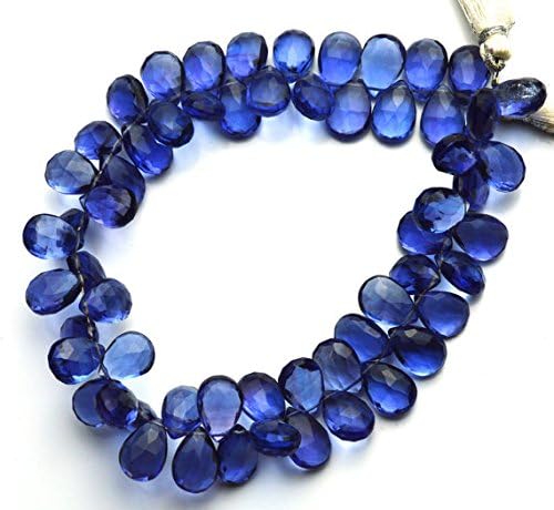 1 Strand Natural Blue Tanzanite Color Hydro Quartz Facet 8x12MM Approx. Pear Shape Briolettes Beads 9.5" Long