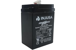 INJUSA - Batería de Plomo-Ácido 6V y 4,5 AH | Compatible con Vehículos Eléctricos Injusa de 6V | Motos | Coches y Quads a Batería de 6V | con 60 Minutos de Autonomía y 12 Horas de Carga