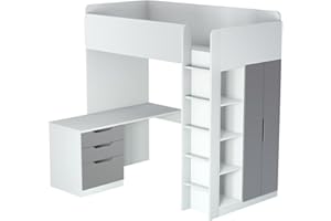 Polini Kids Kinder Hochbett mit Kleiderschrank und Schreibtisch,1447.55